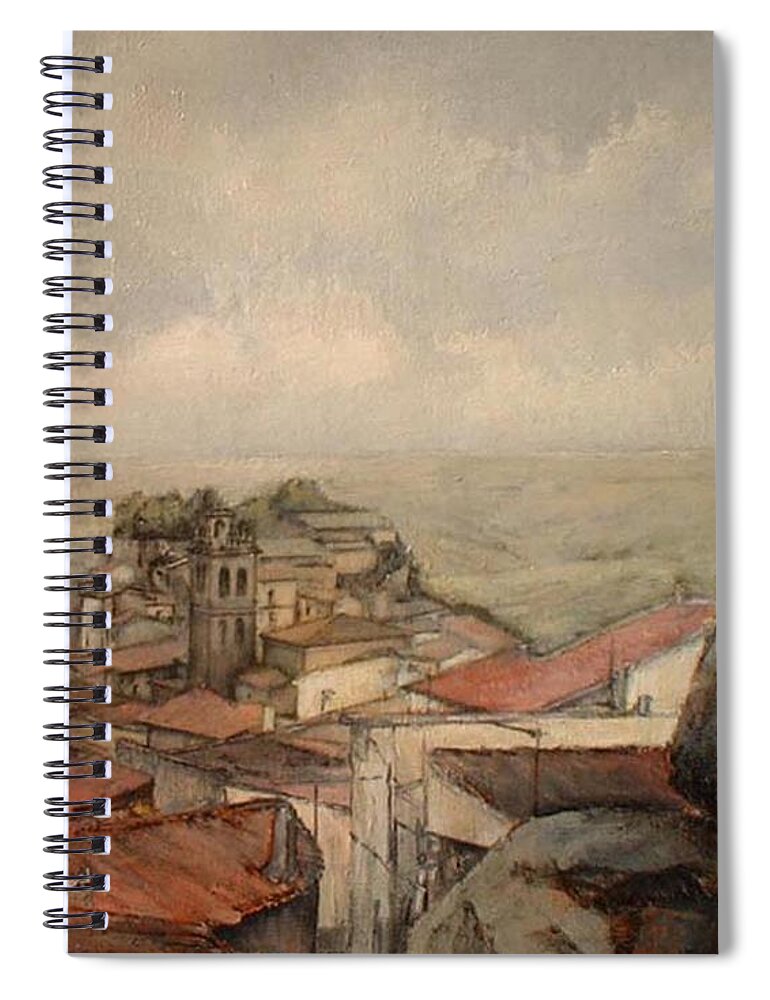 Vista Desde El Torrejon Spiral Notebook featuring the painting Fermoselle by Tomas Castano
