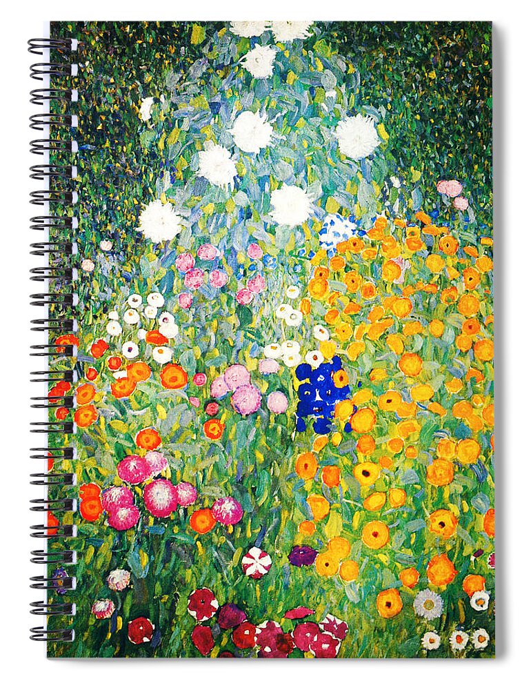 Gustav Klimt Spiral Notebook featuring the painting Flower Garden #5 by Celestial Images