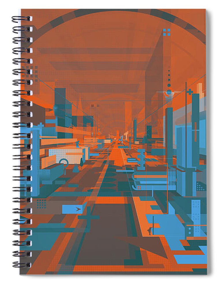 3 D Spiral Notebook featuring the photograph Futuristic Abstract Architectural Design #2 by Ikon Ikon Images