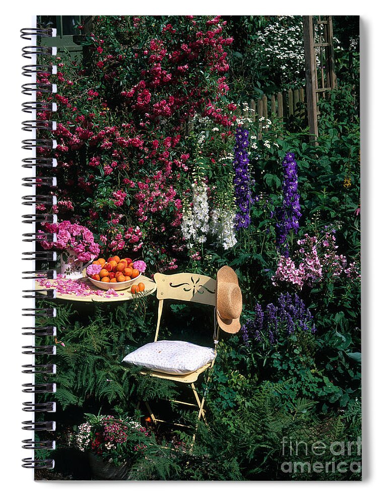 Plant Spiral Notebook featuring the photograph Garden With Chair #2 by Hans Reinhard