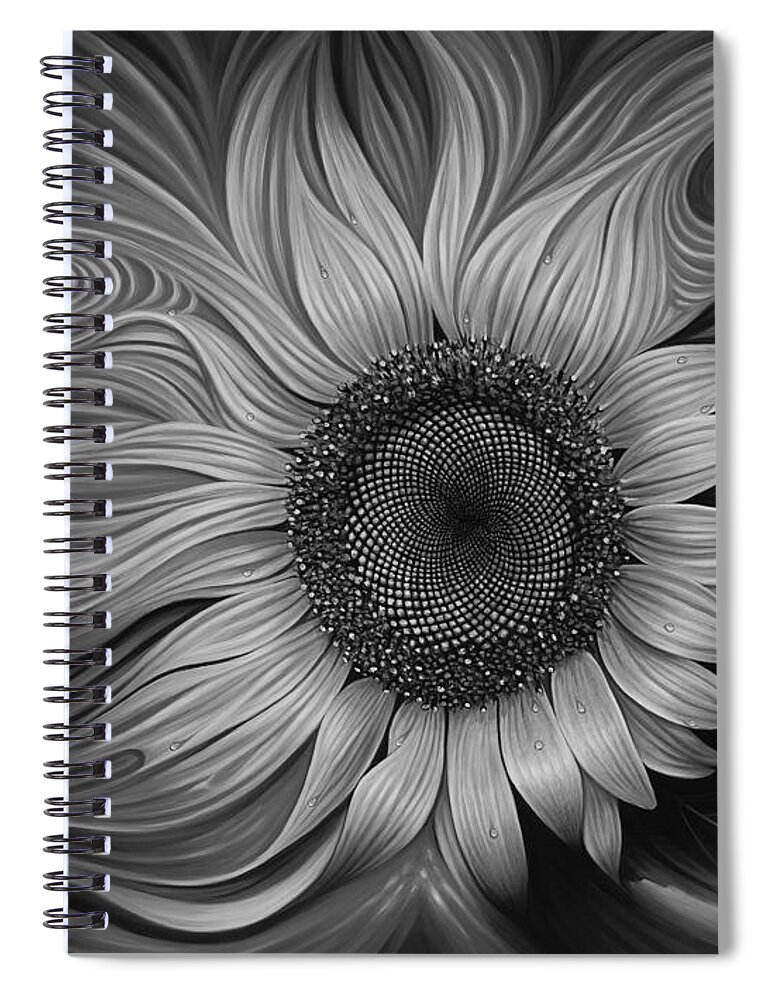 Sunflower Spiral Notebook featuring the painting Girasol Dinamico by Ricardo Chavez-Mendez