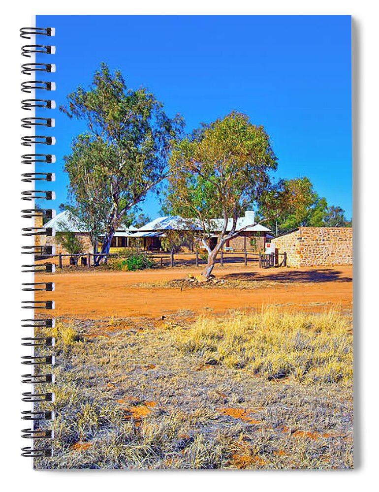 Historical Telegraph Station Alice Springs Central Australia Early Pioneers Outback Australian Landscape Gum Trees Spiral Notebook featuring the photograph Historical Telegraph Station Alice Springs #3 by Bill Robinson