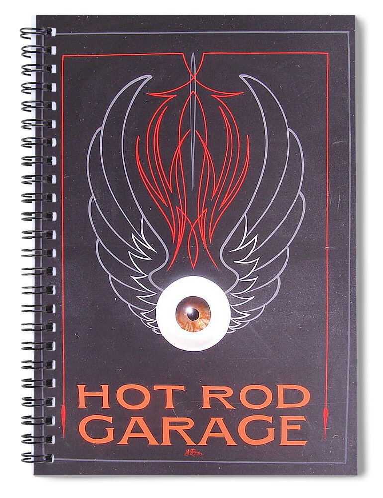 Low Brow Spiral Notebook featuring the painting Hot Rod Garage #3 by Alan Johnson