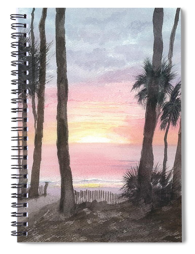 Hunting Island State Park Spiral Notebook featuring the painting Hunting Island Sunrise #1 by Joel Deutsch