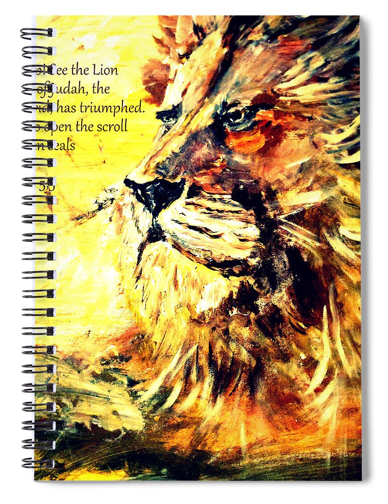 Then One Of The Elders Said To Me Spiral Notebook featuring the painting Lion of Judah Strength #2 by Amanda Dinan