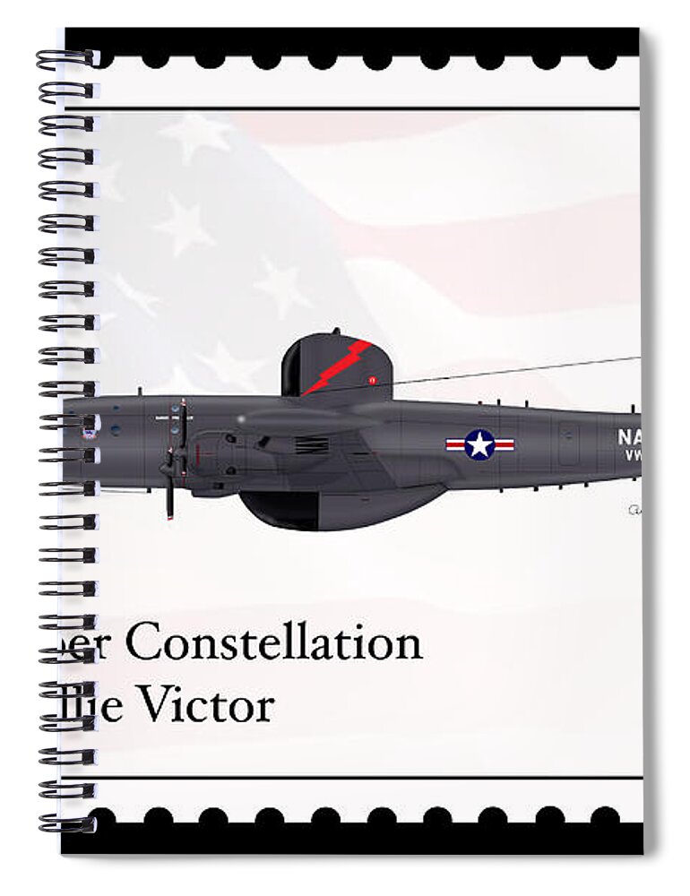 Lockheed Spiral Notebook featuring the digital art Lockheed WV-2 Super Constellation #3 by Arthur Eggers