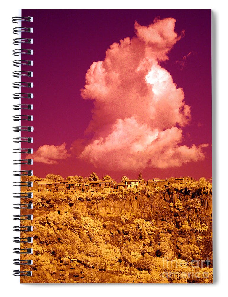 Tufa Wall Spiral Notebook featuring the photograph Lubriano, Italy, Infrared Photo #2 by Tim Holt