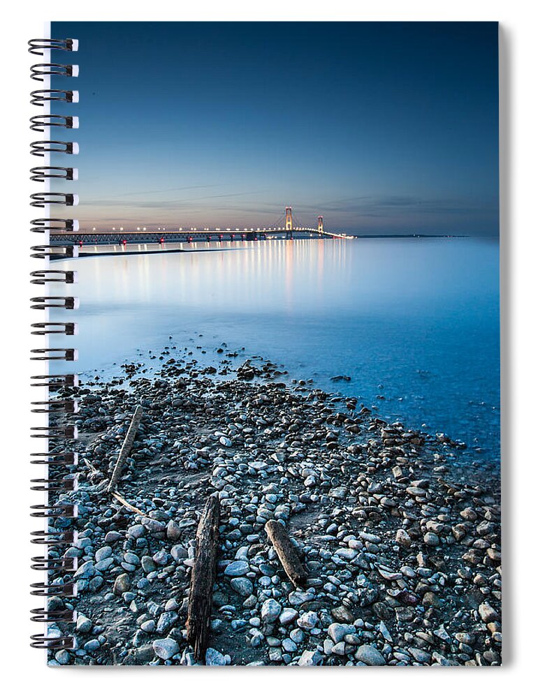Michigan Spiral Notebook featuring the photograph Mackinac Bridge #2 by Larry Carr