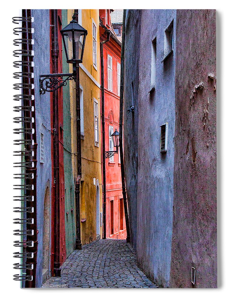 Cheb Spiral Notebook featuring the photograph Medieval Alley by Shirley Radabaugh