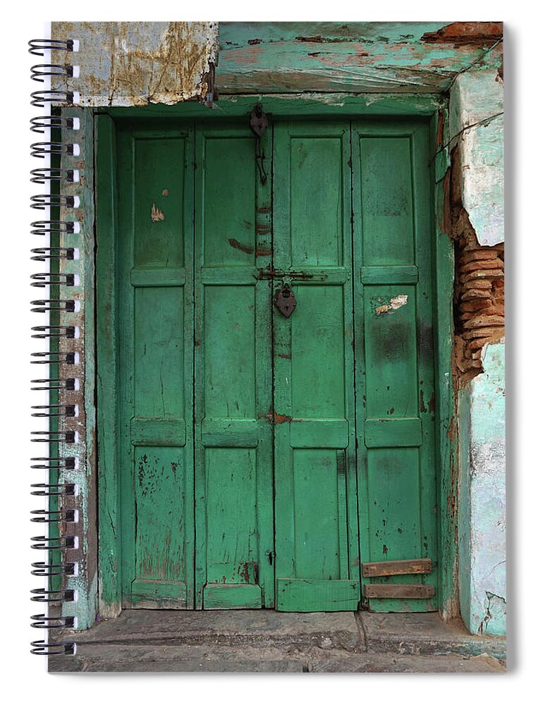 Description Spiral Notebook featuring the photograph Old Doors India, Varanasi #2 by Stereostok