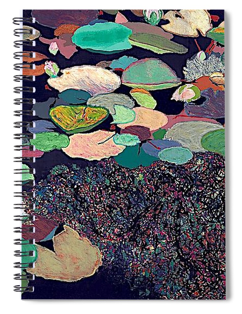 Pond Spiral Notebook featuring the painting Rising Sun by Allan P Friedlander