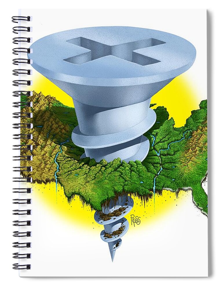 Political Spiral Notebook featuring the digital art Screwed by Scott Ross