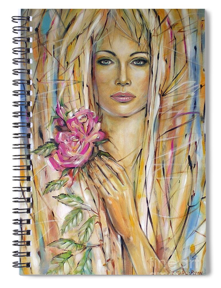 Woman Spiral Notebook featuring the painting Silence of Roses 020209 #2 by Selena Boron