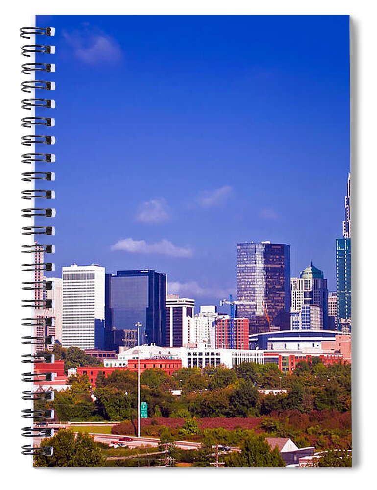 North Spiral Notebook featuring the photograph Skyline of uptown Charlotte North Carolina at night #2 by Alex Grichenko