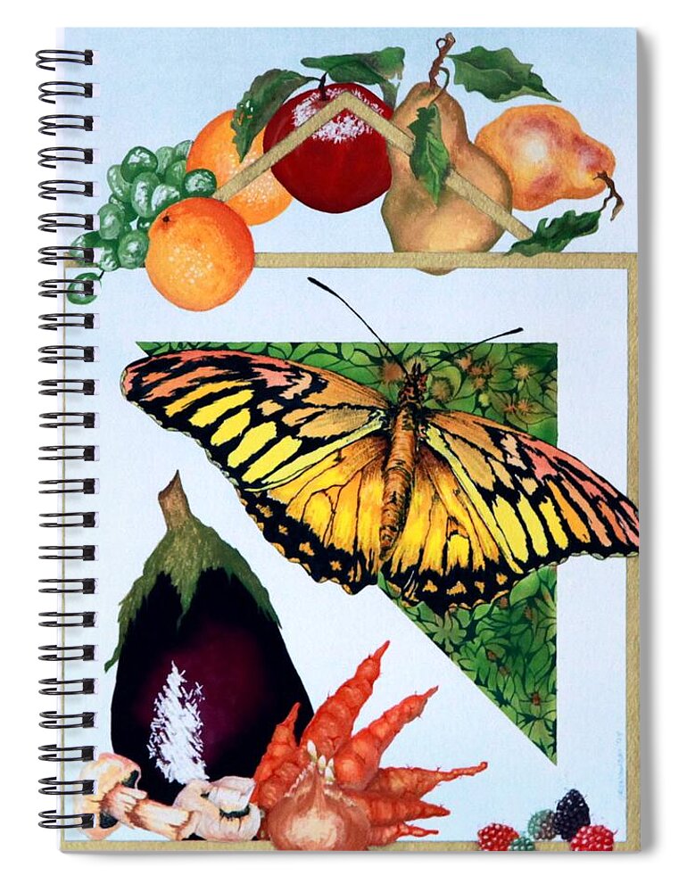 Still Life With Moth Spiral Notebook featuring the painting Still Life with Moth #1 by Thomas Gronowski