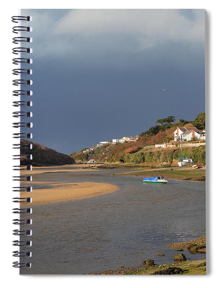 Gannel Spiral Notebook featuring the photograph Storm Approaches the Gannel Estuary Newquay Cornwall #2 by Nicholas Burningham