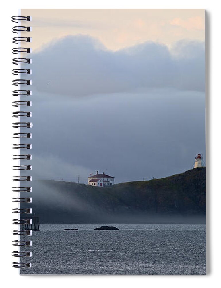 Festblues Spiral Notebook featuring the photograph Swallowtail Lighthouse... by Nina Stavlund