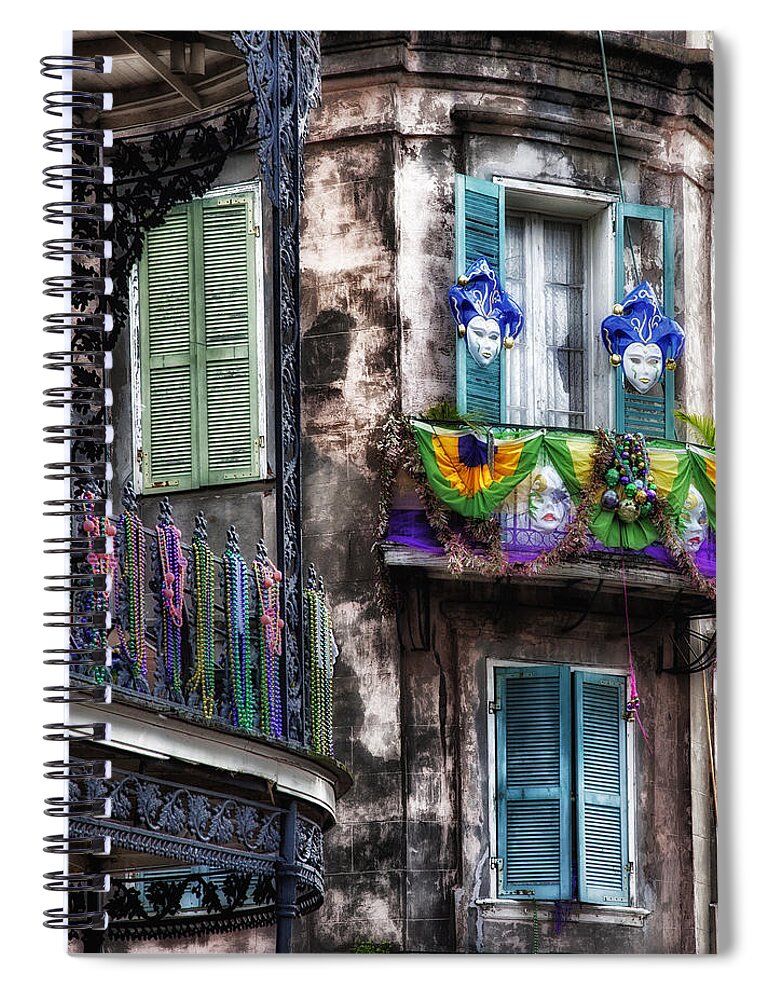 Mardi Gras Spiral Notebook featuring the photograph The French Quarter during Mardi Gras #1 by Mountain Dreams
