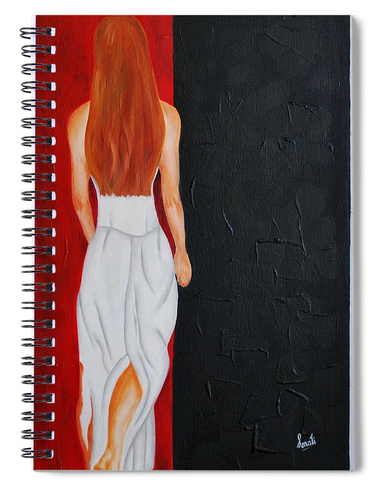Oil Spiral Notebook featuring the painting The mystery woman by Sonali Kukreja