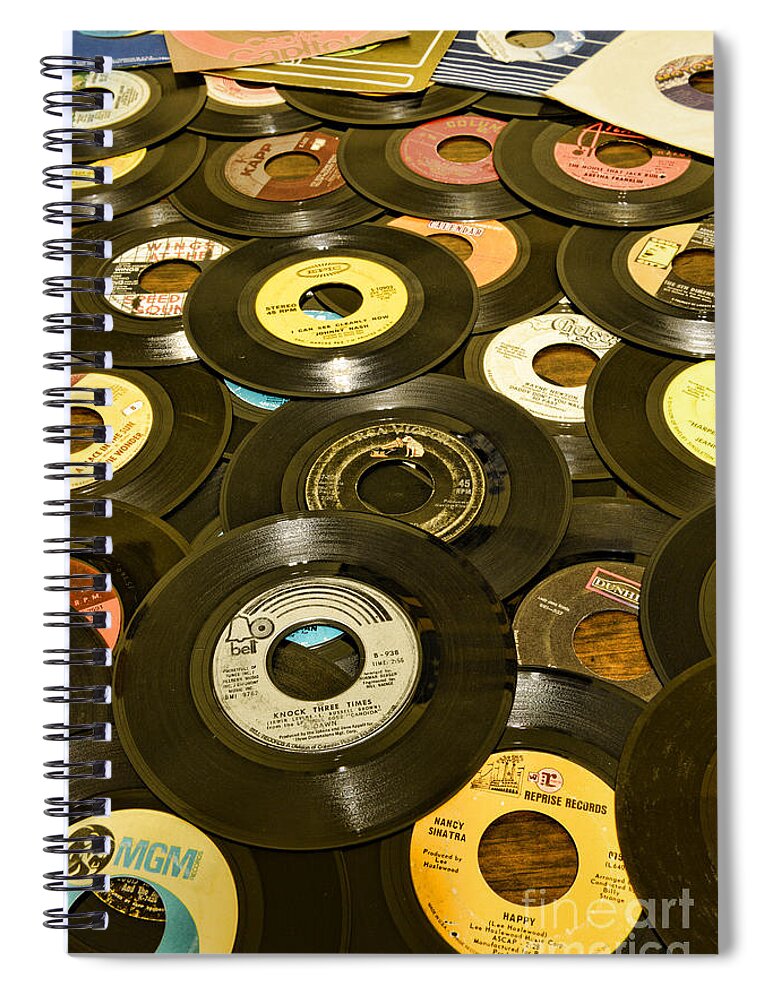 Paul Ward Spiral Notebook featuring the photograph Those old 45s by Paul Ward
