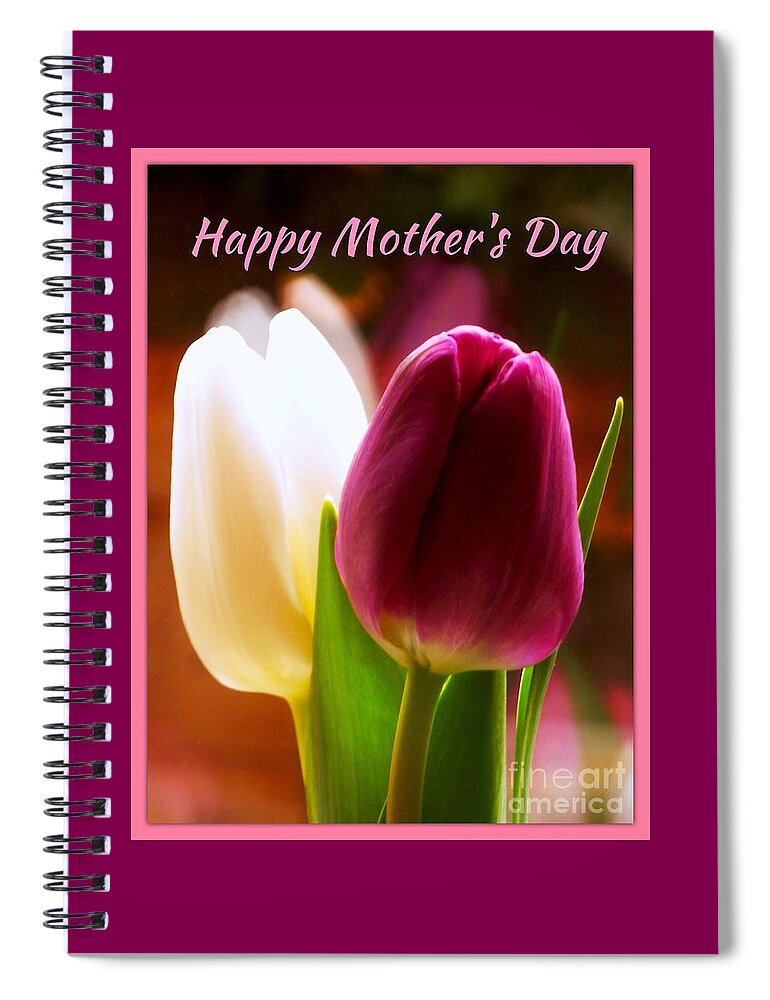 Red Tulip Spiral Notebook featuring the photograph 2 Tulips for Mother's Day by Joan-Violet Stretch