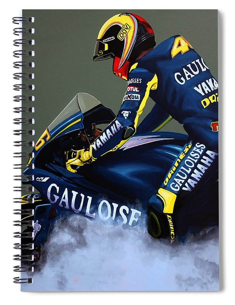Valentino Rossi Spiral Notebook featuring the painting Valentino Rossi #2 by Paul Meijering
