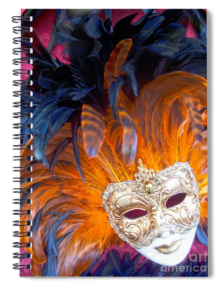 Mask Spiral Notebook featuring the photograph Venetian Face Mask by Heiko Koehrer-Wagner