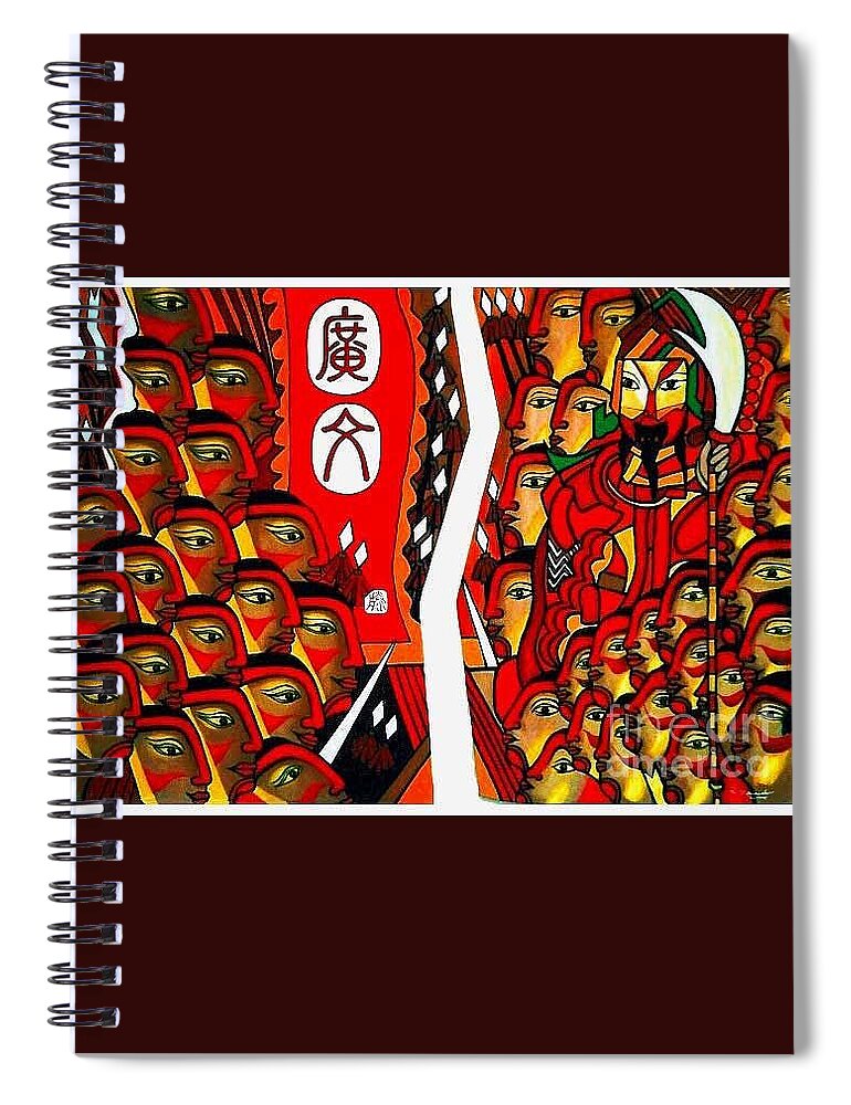 Figurative Paintings Spiral Notebook featuring the painting Warriors by Fei A