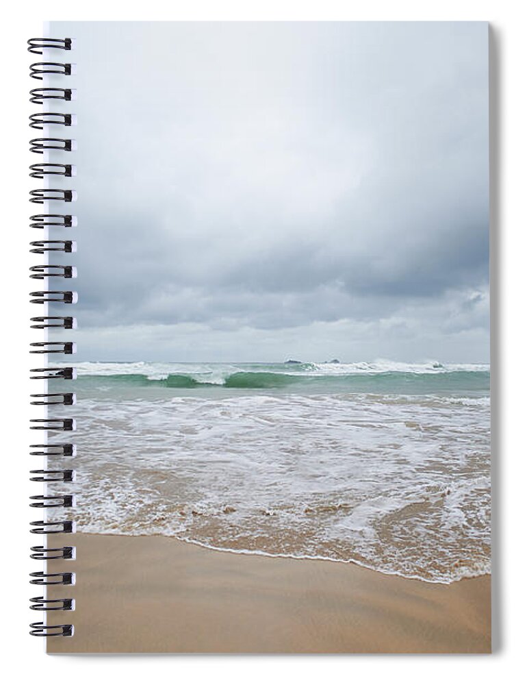Water's Edge Spiral Notebook featuring the photograph Waves Crashing At Beach #2 by Dougal Waters