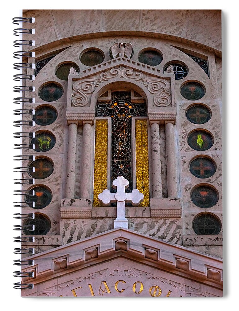 1948 Spiral Notebook featuring the photograph White Cross at St Sophia #2 by Ed Gleichman