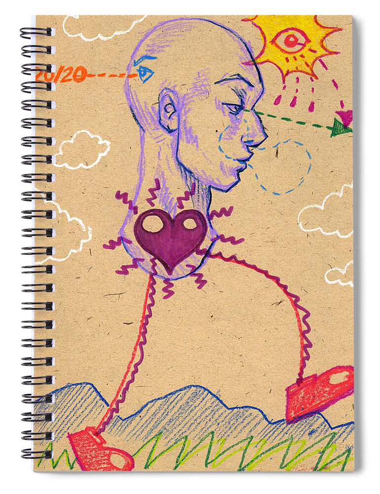 Surreal Spiral Notebook featuring the drawing 20 20 Hindsight by John Ashton Golden