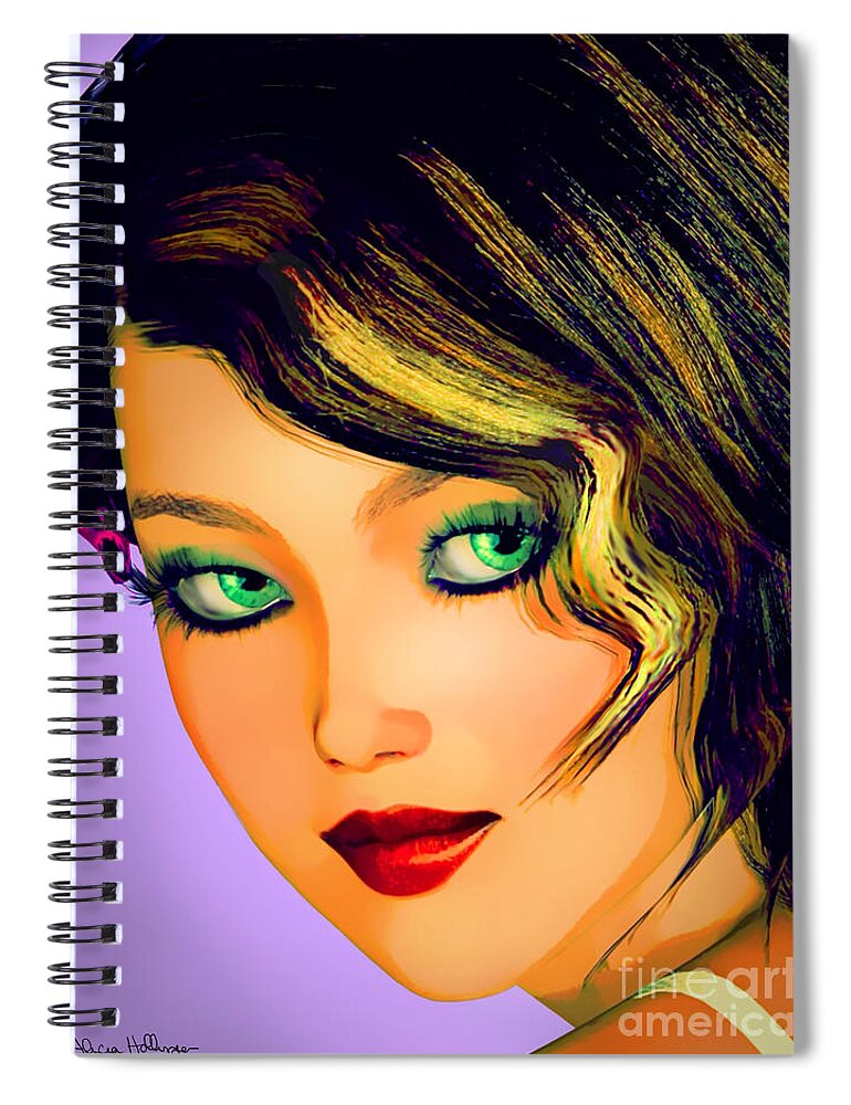 20's Spiral Notebook featuring the mixed media 20's Girl Pop by Alicia Hollinger