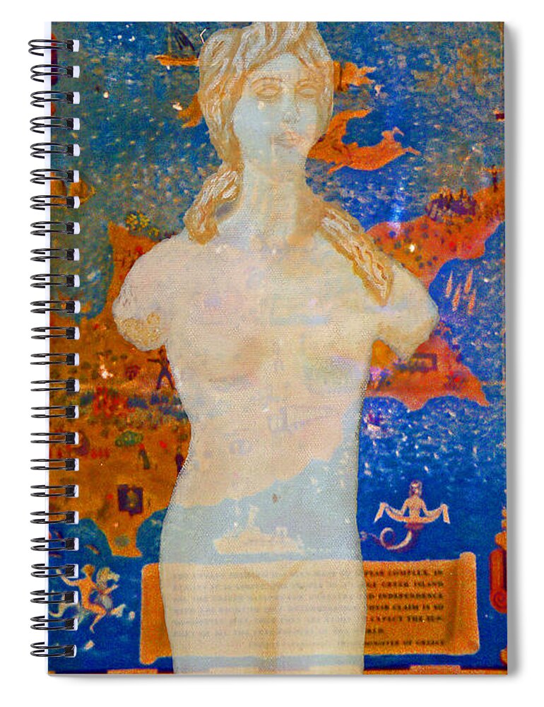 Augusta Stylianou Spiral Notebook featuring the digital art Ancient Cyprus Map and Aphrodite #27 by Augusta Stylianou