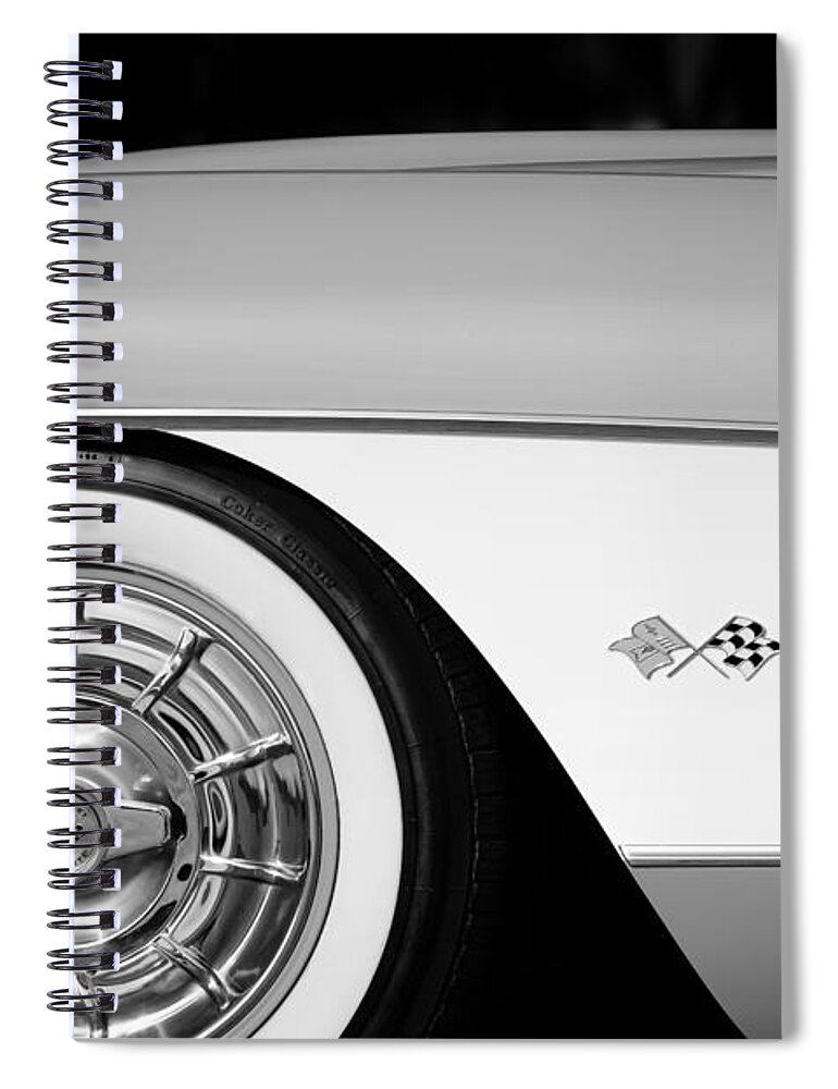 1957 Chevrolet Corvette Wheel Emblem Spiral Notebook featuring the photograph 1957 Chevrolet Corvette Wheel Emblem #3 by Jill Reger