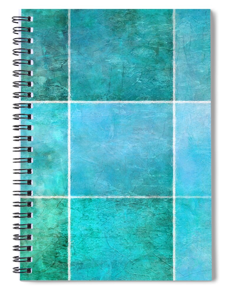 Abstract Ocean Spiral Notebook featuring the mixed media 3 By 3 Ocean by Angelina Tamez