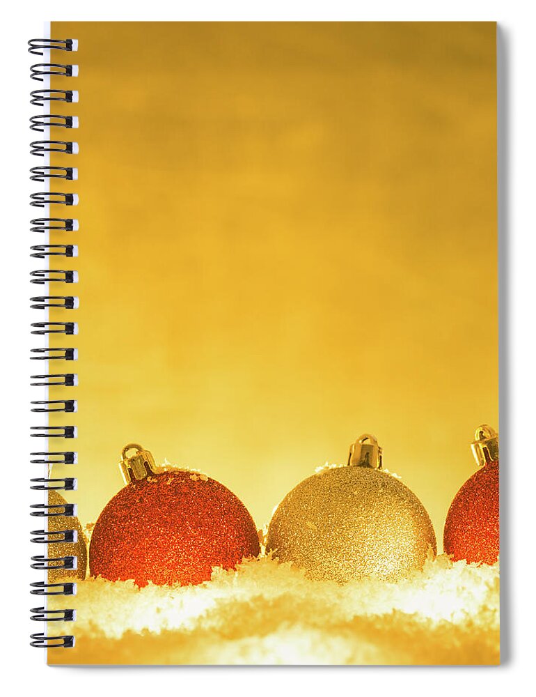 Fake Snow Spiral Notebook featuring the photograph Christmas Decorations #3 by Deimagine