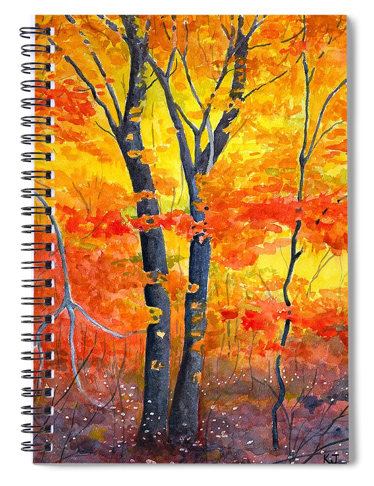 Ochre Spiral Notebook featuring the painting Color Riot by Katherine Miller