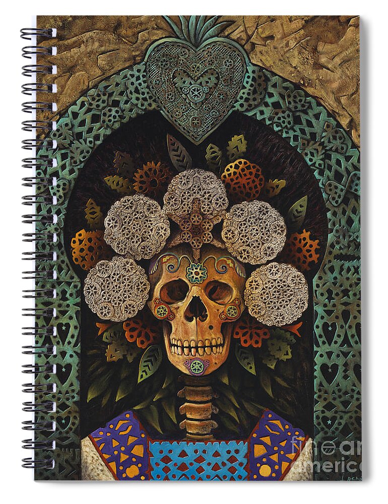 Dia-de-muertos Spiral Notebook featuring the painting Dia De Muertos Madonna by Ricardo Chavez-Mendez
