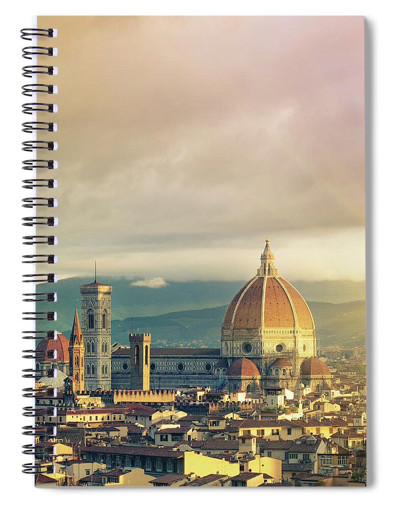 Palazzo Vecchio Spiral Notebook featuring the photograph Florence, Santa Maria Del Fiore #3 by Deimagine