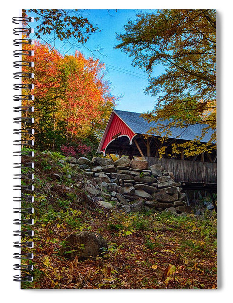 Flume Gorge Covered Bridge Spiral Notebook featuring the photograph Flume Gorge covered bridge #1 by Jeff Folger