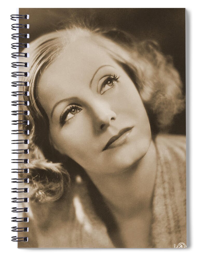 Entertainment Spiral Notebook featuring the photograph Greta Garbo, Hollywood Movie Star by Photo Researchers