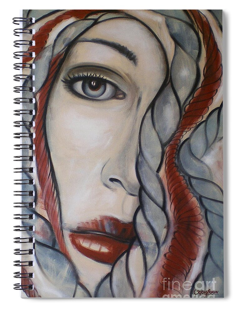 Woman Spiral Notebook featuring the painting Melancholy 090409 #2 by Selena Boron