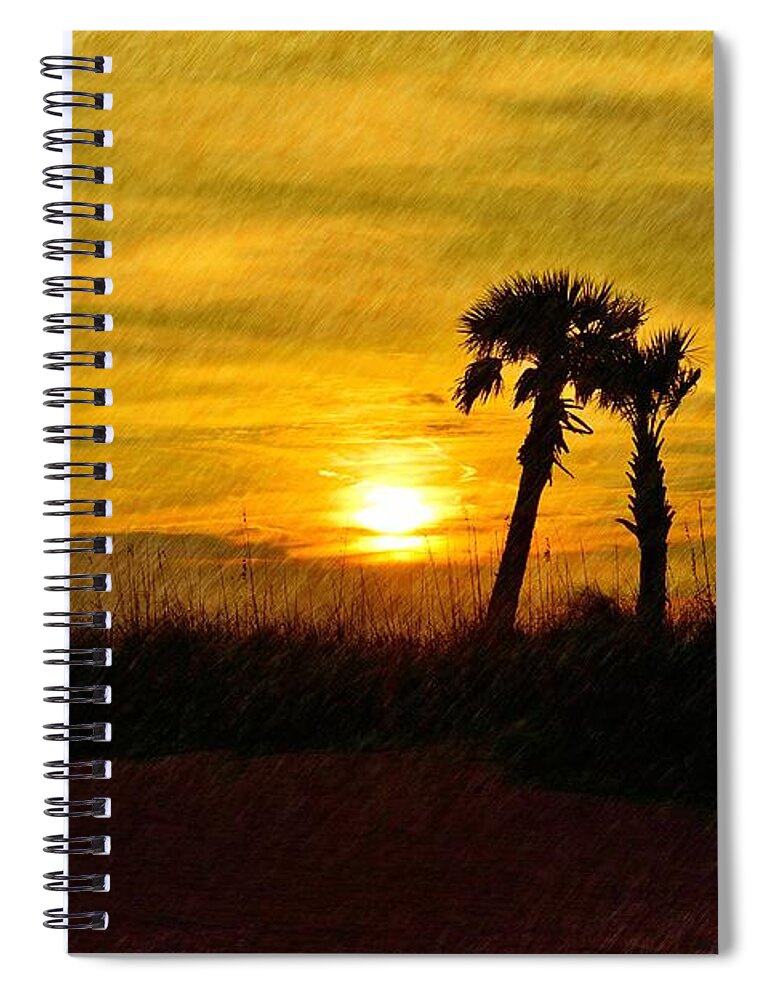 Florida Spiral Notebook featuring the photograph 3 Palms Sunset by Richard Zentner