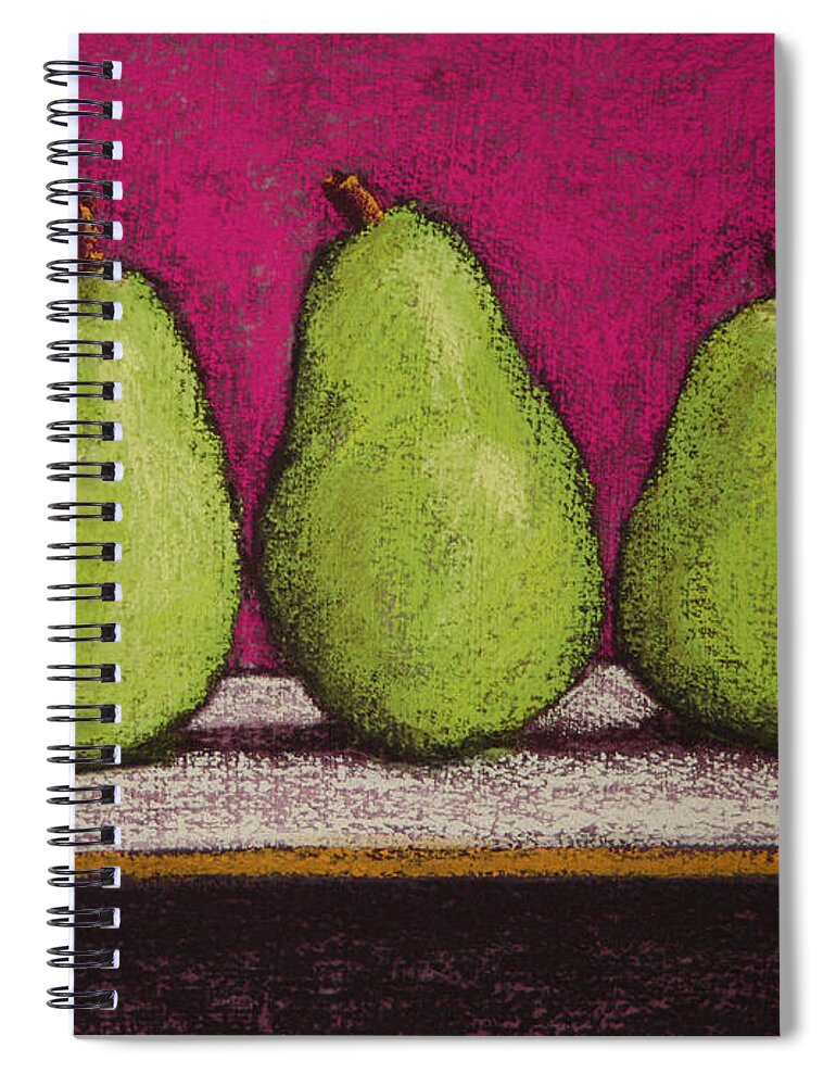 Magenta Spiral Notebook featuring the pastel 3 Pears Magenta by Marna Edwards Flavell
