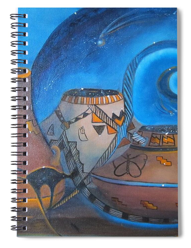 Curvismo Spiral Notebook featuring the painting Spirit Legends #2 by Sherry Strong