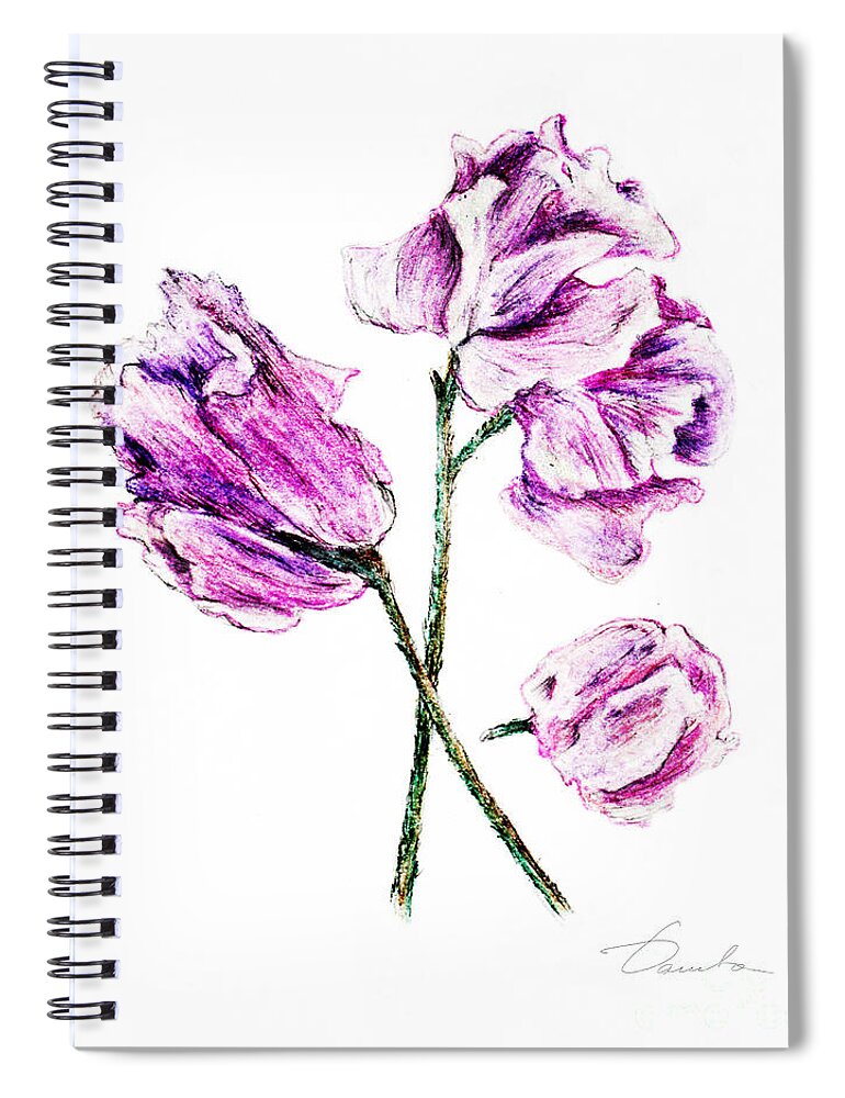 Sweet Pea Spiral Notebook featuring the painting Sweet pea #3 by Danuta Bennett