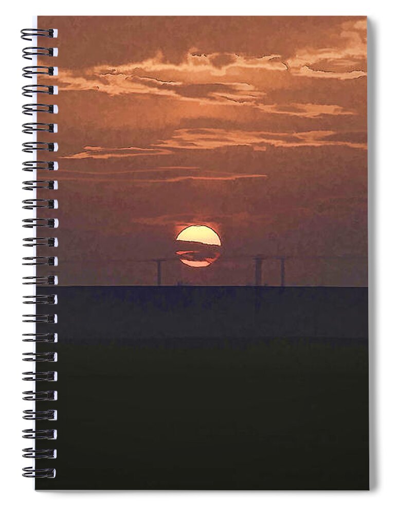 Cloud Spiral Notebook featuring the photograph The setting sun in the distance with clouds #3 by Ashish Agarwal