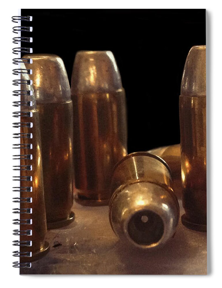 Bullets Spiral Notebook featuring the photograph Bullet Art 32 Caliber Bullets 3514 by Lesa Fine