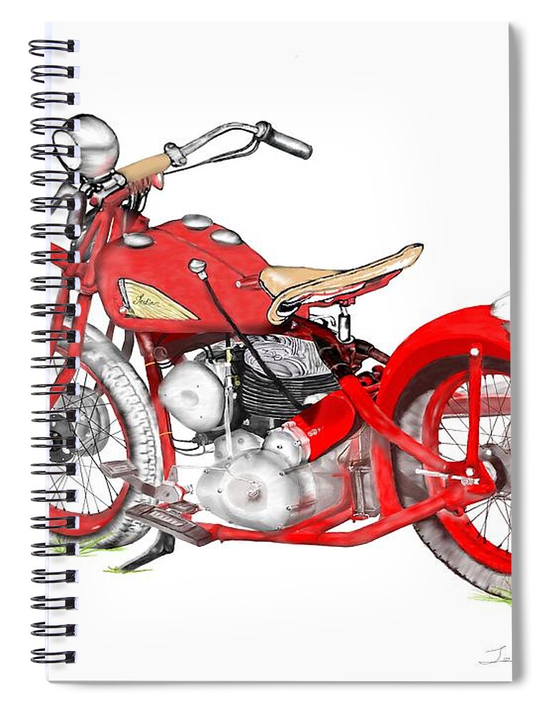 Motorcycle Spiral Notebook featuring the digital art 37 Chief Bobber by Terry Frederick