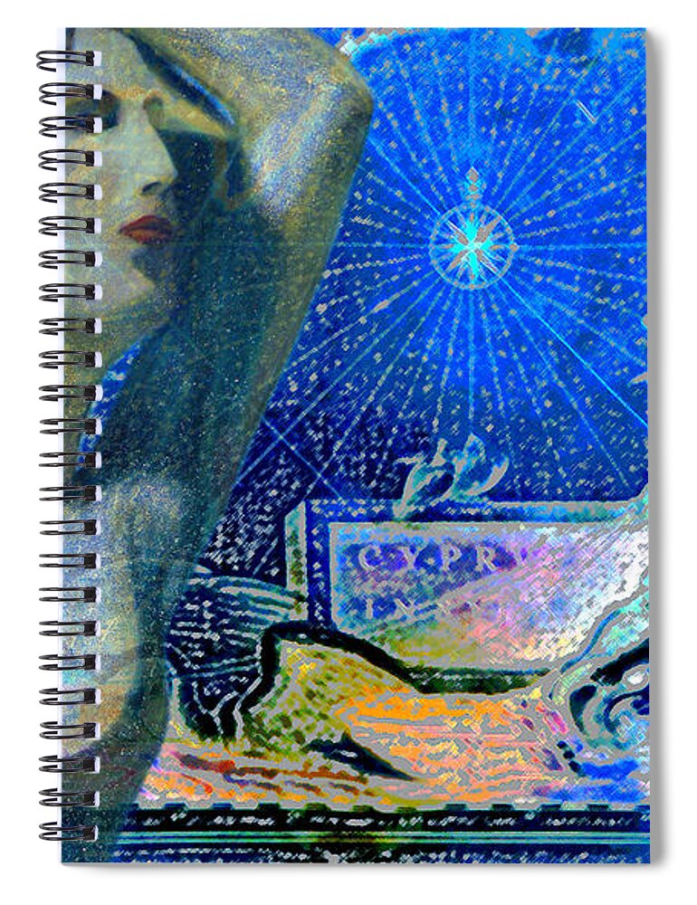 Augusta Stylianou Spiral Notebook featuring the digital art Ancient Cyprus Map and Aphrodite #6 by Augusta Stylianou